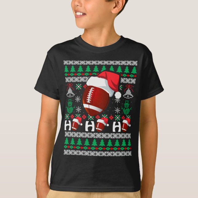 Camiseta HO HO HO HO Futebol Ugly Christmas Sweater Hat (Frente)