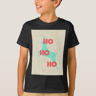 Camiseta ho ho ho ho rené vermelho azul de natal vintage