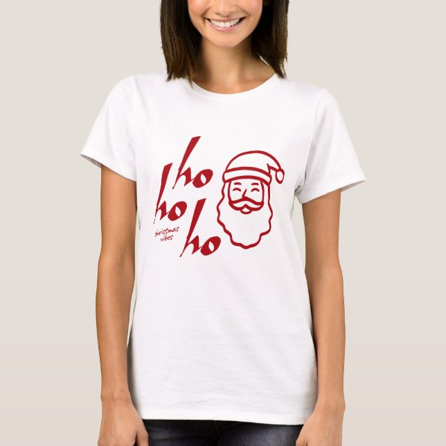 Camiseta Ho Ho Ho Minimalista Moderno (Frente)