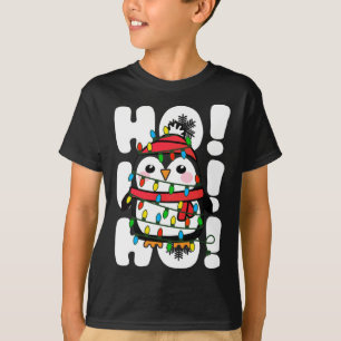 Camiseta Ho Ho Ho Natal Luz Pinguim Bonito