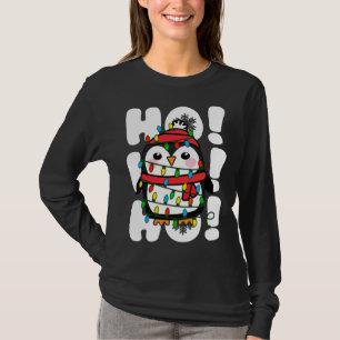 Camiseta Ho Ho Ho Natal Luz Pinguim Bonito
