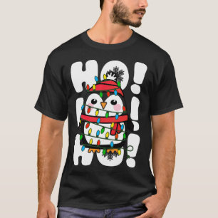 Camiseta Ho Ho Ho Natal Luz Pinguim Bonito