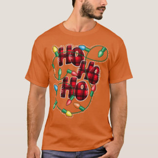 Camiseta Ho Ho Ho Natal Luzes de Buffalo Xadrez Feliz Chri