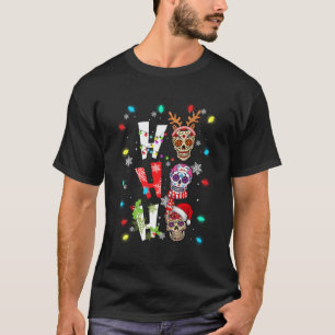 Camiseta Ho Ho Ho O Crânio Mexicano Papai Noel Natal Engraç