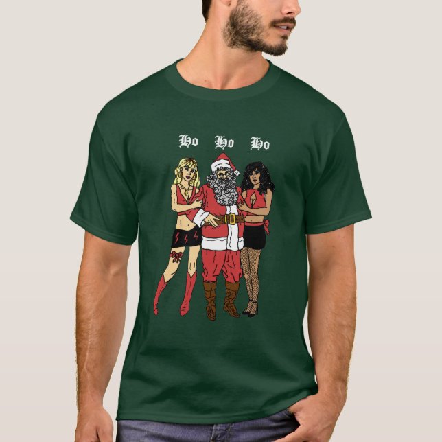 Camiseta Ho Ho Ho papai noel (verde) (Frente)