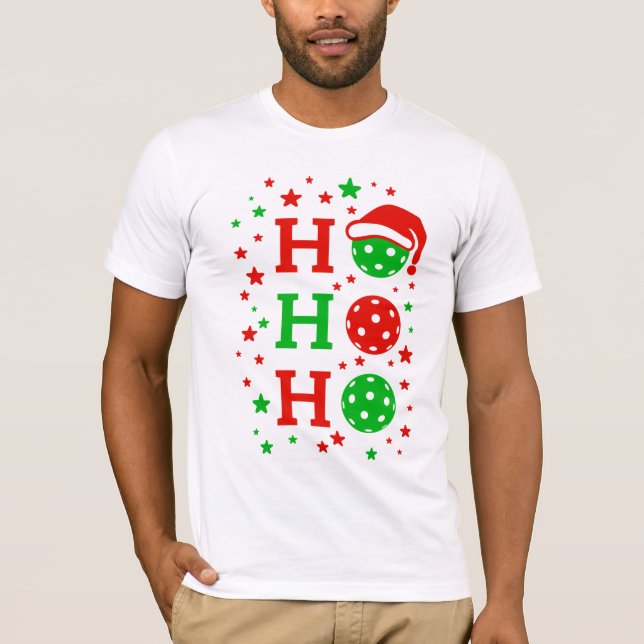 Camiseta Ho Ho Ho Pickleball - Esportes de Natal Engraçados (Frente)