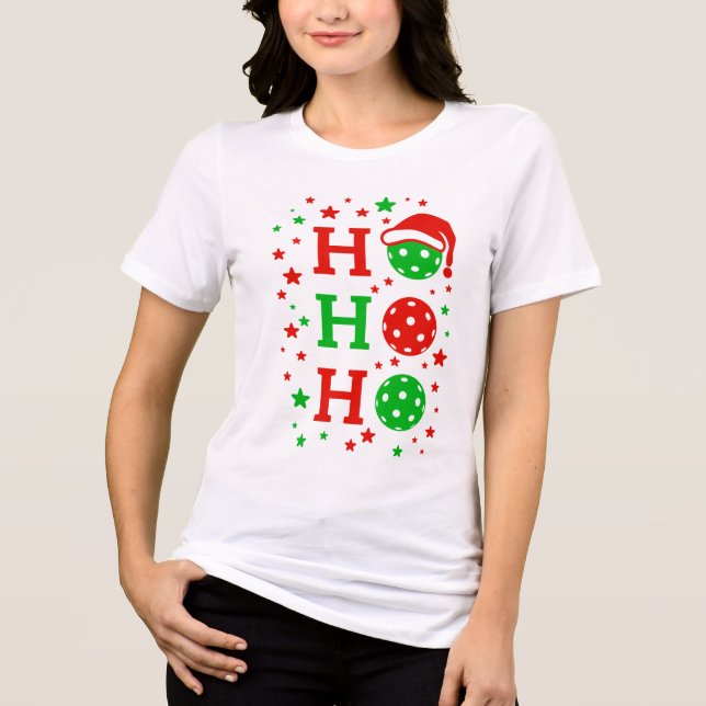 Camiseta Ho Ho Ho Pickleball - Esportes de Natal Engraçados (Frente)