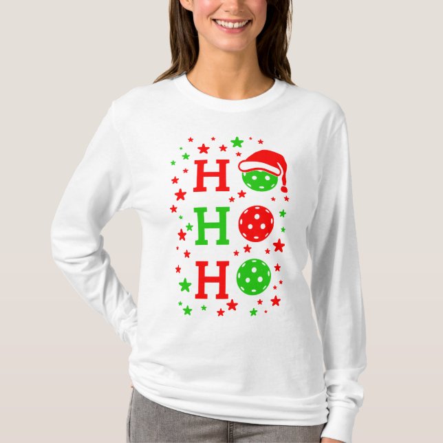 Camiseta Ho, Ho, Ho Pickleball Natal (Frente)