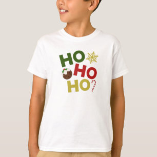 Camiseta HO HO HO + pudim de Natal, doce, floco de neve