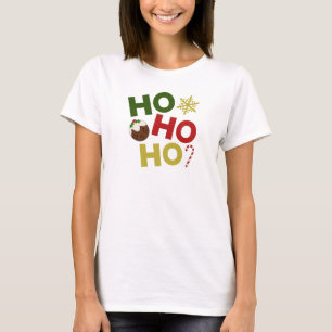 Camiseta HO HO HO + pudim de Natal, doce, floco de neve
