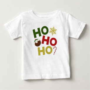 Camiseta HO HO HO + pudim de Natal, doce, floco de neve
