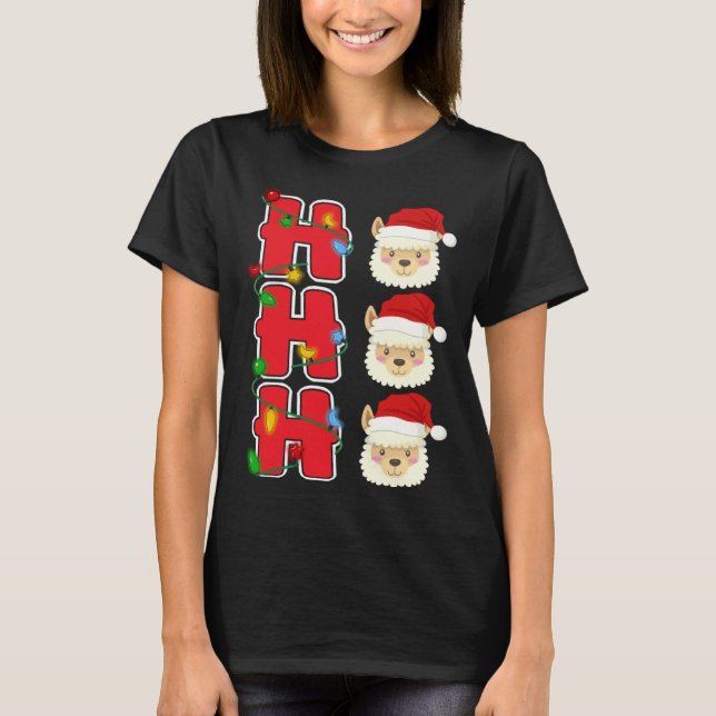 Camiseta Ho Ho Ho Santa Llama Christmas (Frente)