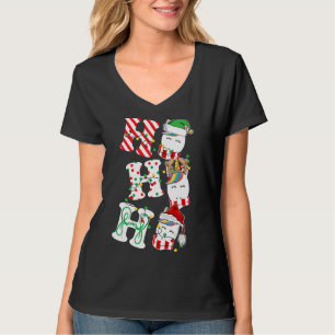 Camiseta Ho Ho Ho Unicorn Luz Santa Hat renas ELF Chr