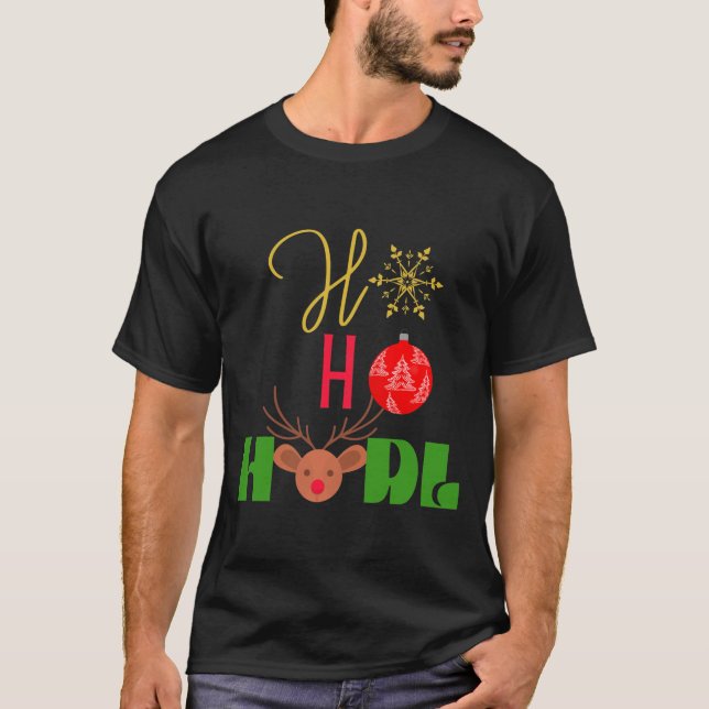 Camiseta HO HO HODL Engraçado Design de Criptomoeda de Nata (Frente)