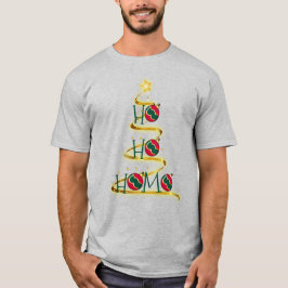 Camiseta "Ho ho homo" árvore de natal gay com ornamentos en