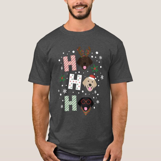 Camiseta Ho Ho Labrador Retriever Feliz Natal (Frente)