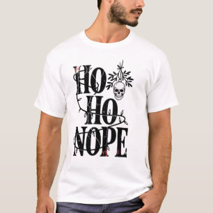 Camiseta "Ho Ho Não" Crânio Gótico Assustador Divertido