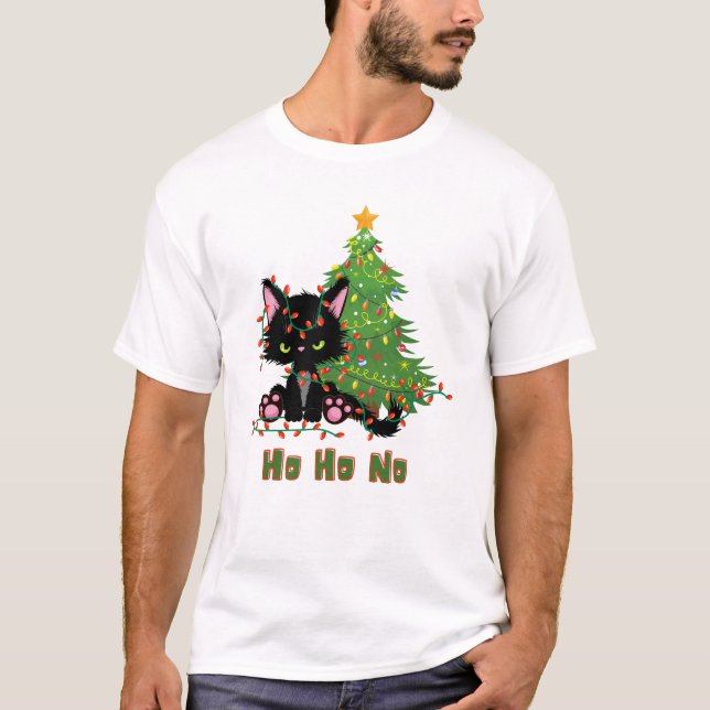 Camiseta HO HO NO Christmas Cat (Frente)