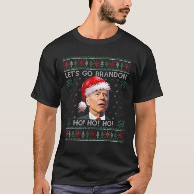 Camiseta Ho Ho Vamos Ir Brandon Joe Biden Papai Noel Engraç (Frente)