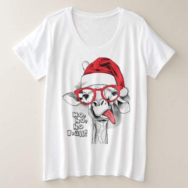 Camiseta Ho Ho Y'all Giraffe (Frente do Design)
