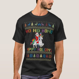 Camiseta Ho Homo Happy Holigays Gay Natal LGBT Rainb