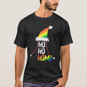 Camiseta Ho Homo Raparigas Santa Hat Orgulho LGBT Natal Fl