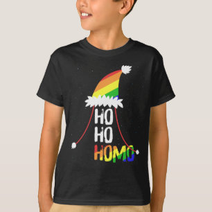 Camiseta Ho Homo Raparigas Santa Hat Orgulho LGBT Natal Fl