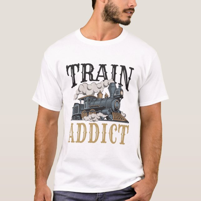 Camiseta Hobbyist Ferroviário do Modelo de Viciado em Combo (Frente)