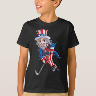 Camiseta Hockey American Flag 4° de julho Crianças Tio