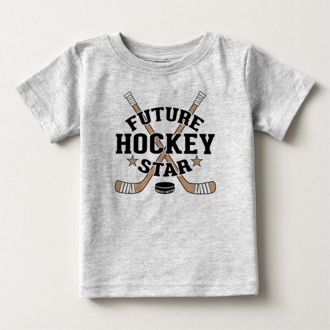 Camiseta Hockey com bebê Futuro Hockey com Estrelas Castanh (Frente)