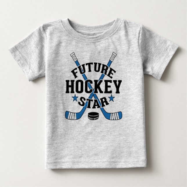 Camiseta Hockey com Bebê Futuro Hockey Star Blue Hockey Sti (Frente)
