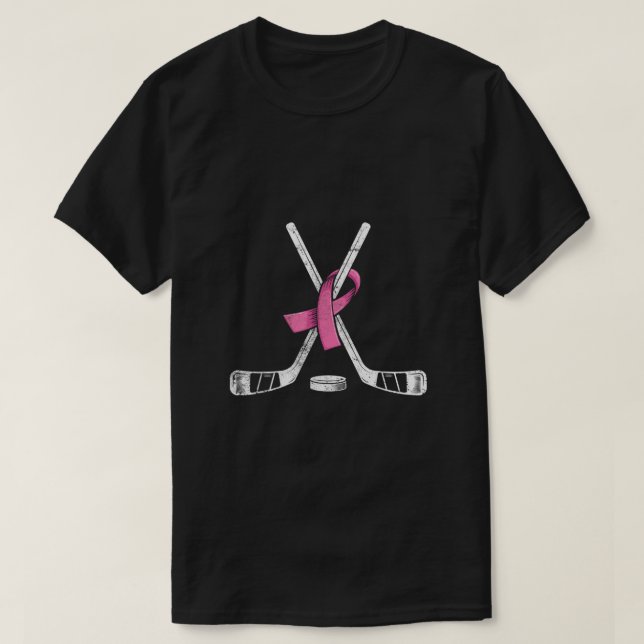 Camiseta Hockey com fita rosa Sensibilização do Cancer da M (Frente do Design)