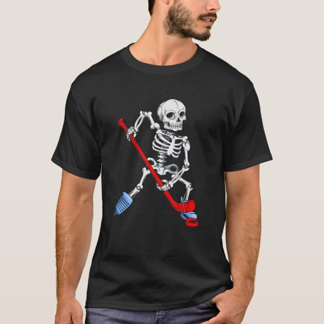 Camiseta Hockey com Halloween de Skeleton (Frente)