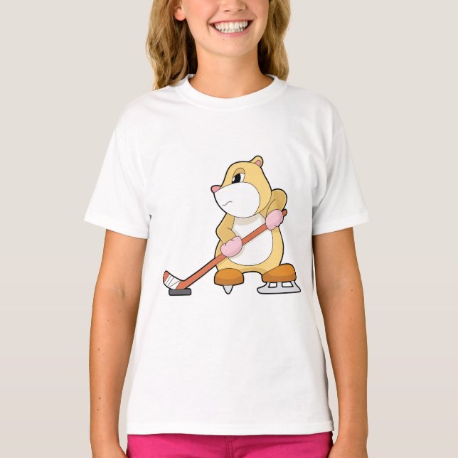 Camiseta Hockey com hóquei em gelo com Hamster (Frente)