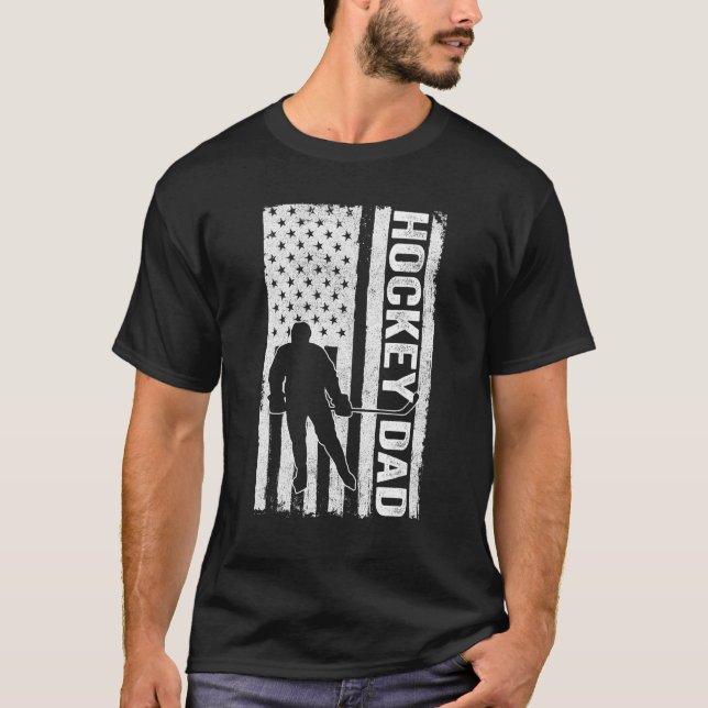 Camiseta Hockey Dad USA Flag Hockey Team  Dad Father s Day (Frente)