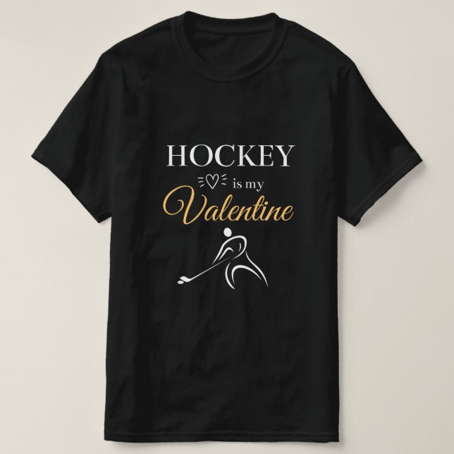 Camiseta Hockey É O Meu Namorados Jogo Inteligente Romântic (Frente do Design)