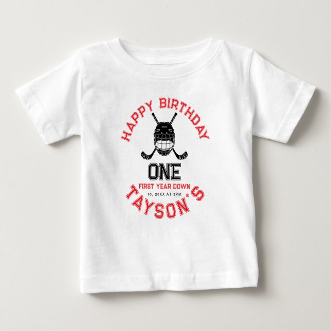Camiseta Hockey First Year Down 1st birthday  (Frente)