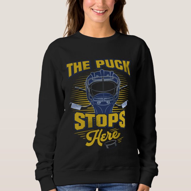 Camiseta Hockey  For Boys Goalie Puck Stops Here Hockey Pla (Frente)