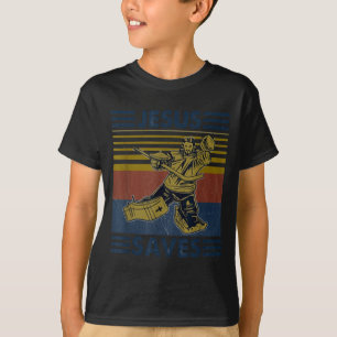 Camiseta Hockey Jesus salva divertido hockey a caixa de pen