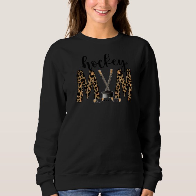 Camiseta Hockey Mãe Leopardo Jogador de Hóquei em Gelo Mãe  (Frente)