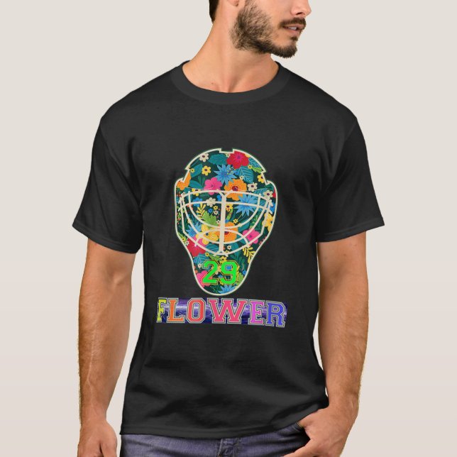 Camiseta Hockey Mask Flower 29 Wild Goalie Fleury Minnesota (Frente)