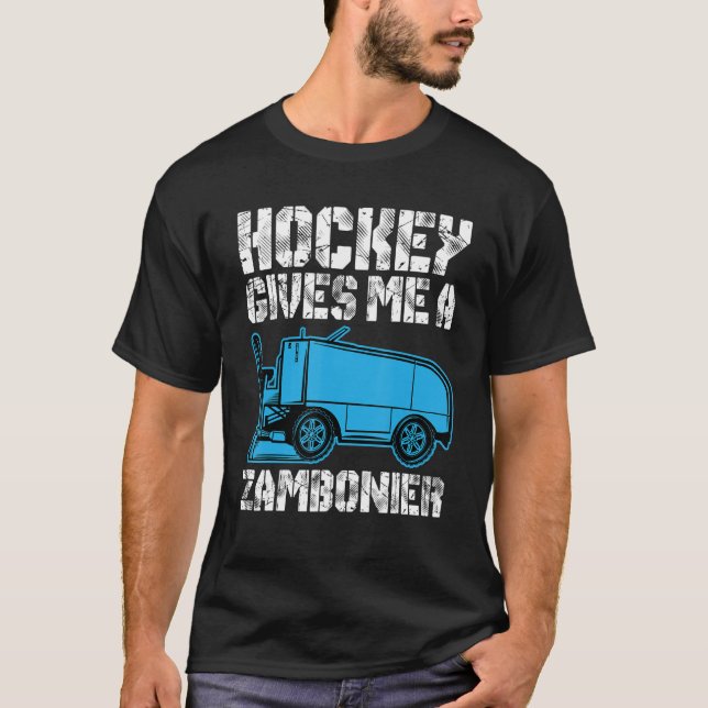 Camiseta Hockey Me Dá Um Jogo De Hóquei Em Gelo Zambonês (Frente)