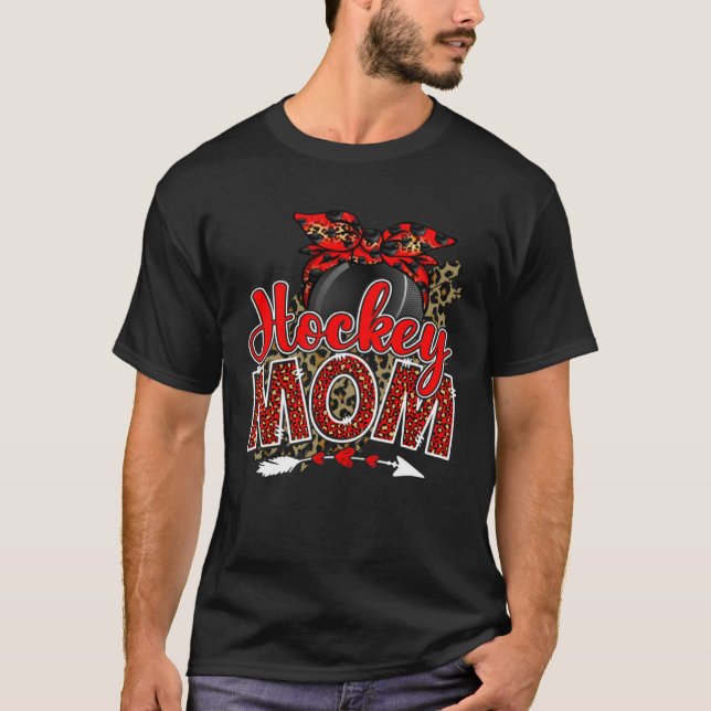 Camiseta Hockey Mom Mama Mother s Day Leopard Sport Mom Mam (Frente)