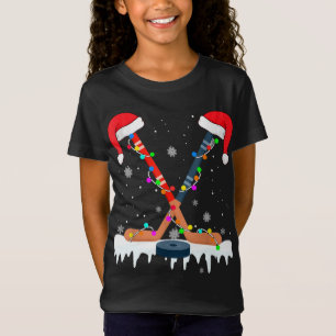 Camiseta Hockey Santa Hat O Natal Luz O Esporte Engraçado X