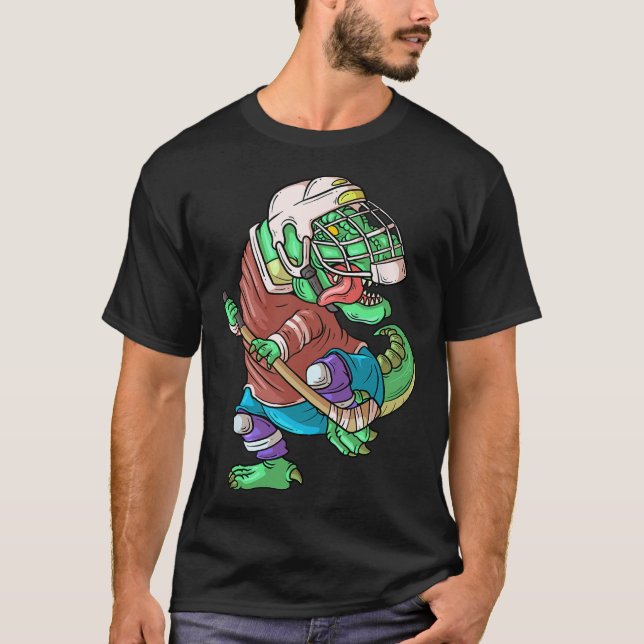 Camiseta Hockeysaurus Crianças T-rex Dinossauro Com P (Frente)