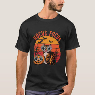 Camiseta Hocus Foco Optometria Halloween Médico Cat Vin