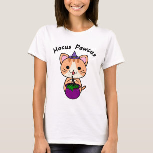 Camiseta Hocus Pawcus - Gato Listrado Laranja - Escrita Pre