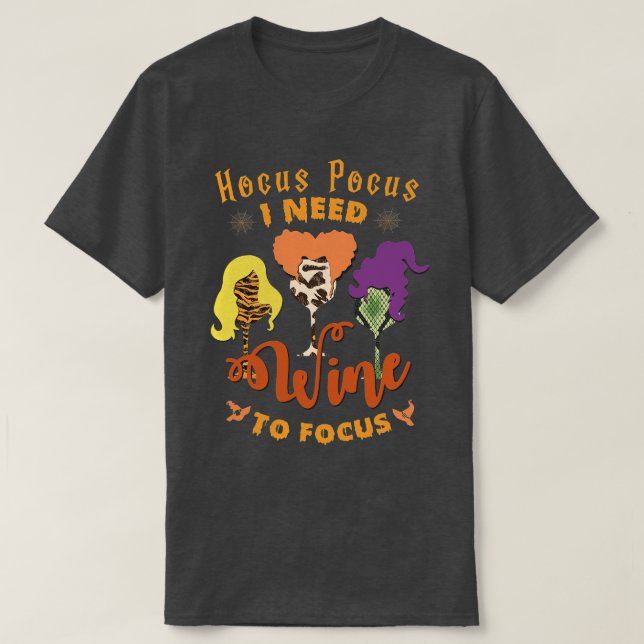 Camiseta Hocus Pocus I Precisa de café para focar o Ensino  (Frente do Design)