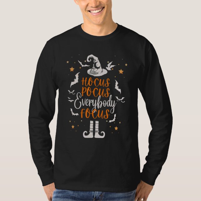 Camiseta Hocus Pocus Todos Focam no halloween Professor (Frente)