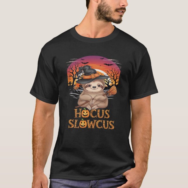 Camiseta Hocus Slowcus Sloth amantes do vestido de Hallowee (Frente)